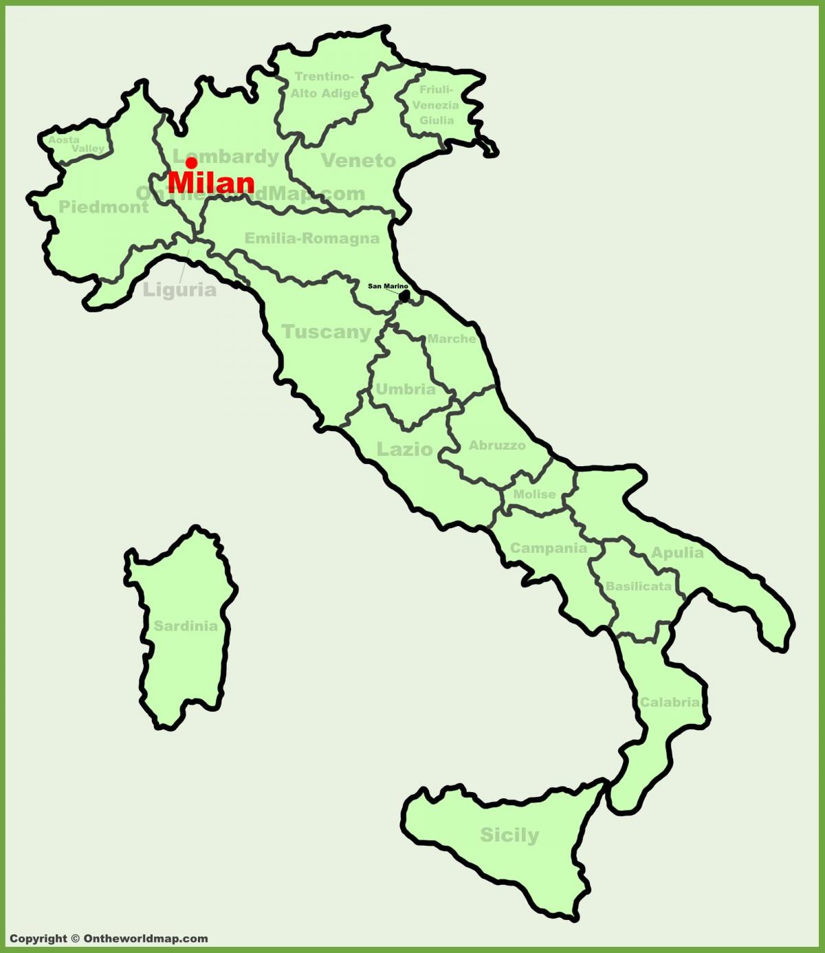 peta dari italia menunjukkan milan
