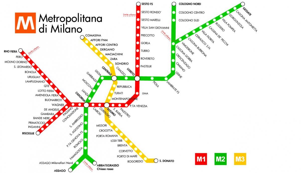 peta kereta bawah tanah milano