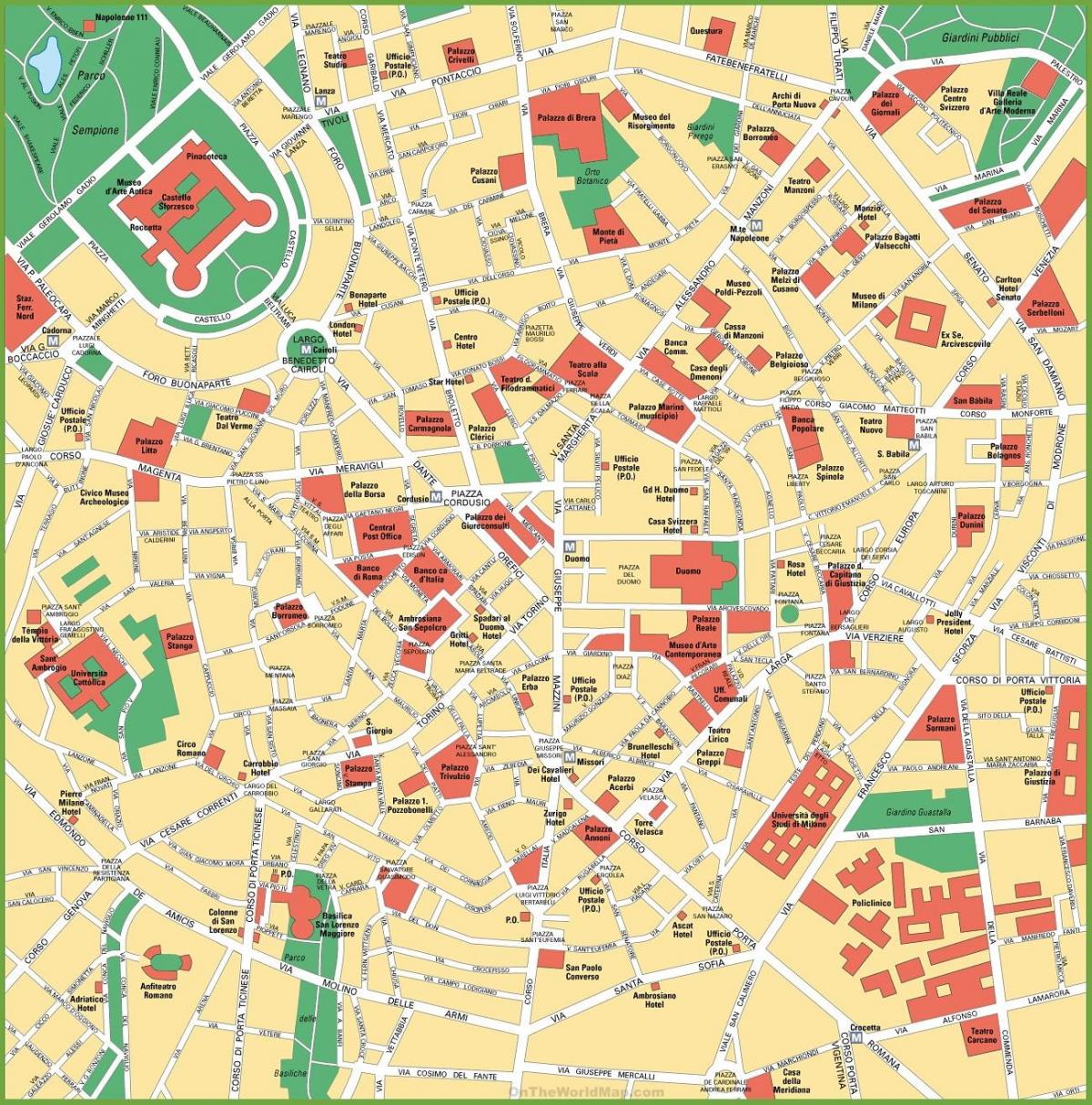 peta kota milan italia