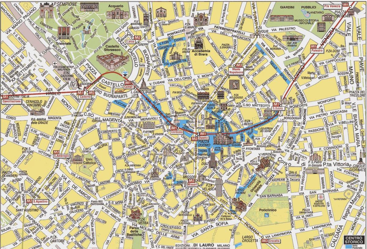 milan peta kota dengan obyek wisata