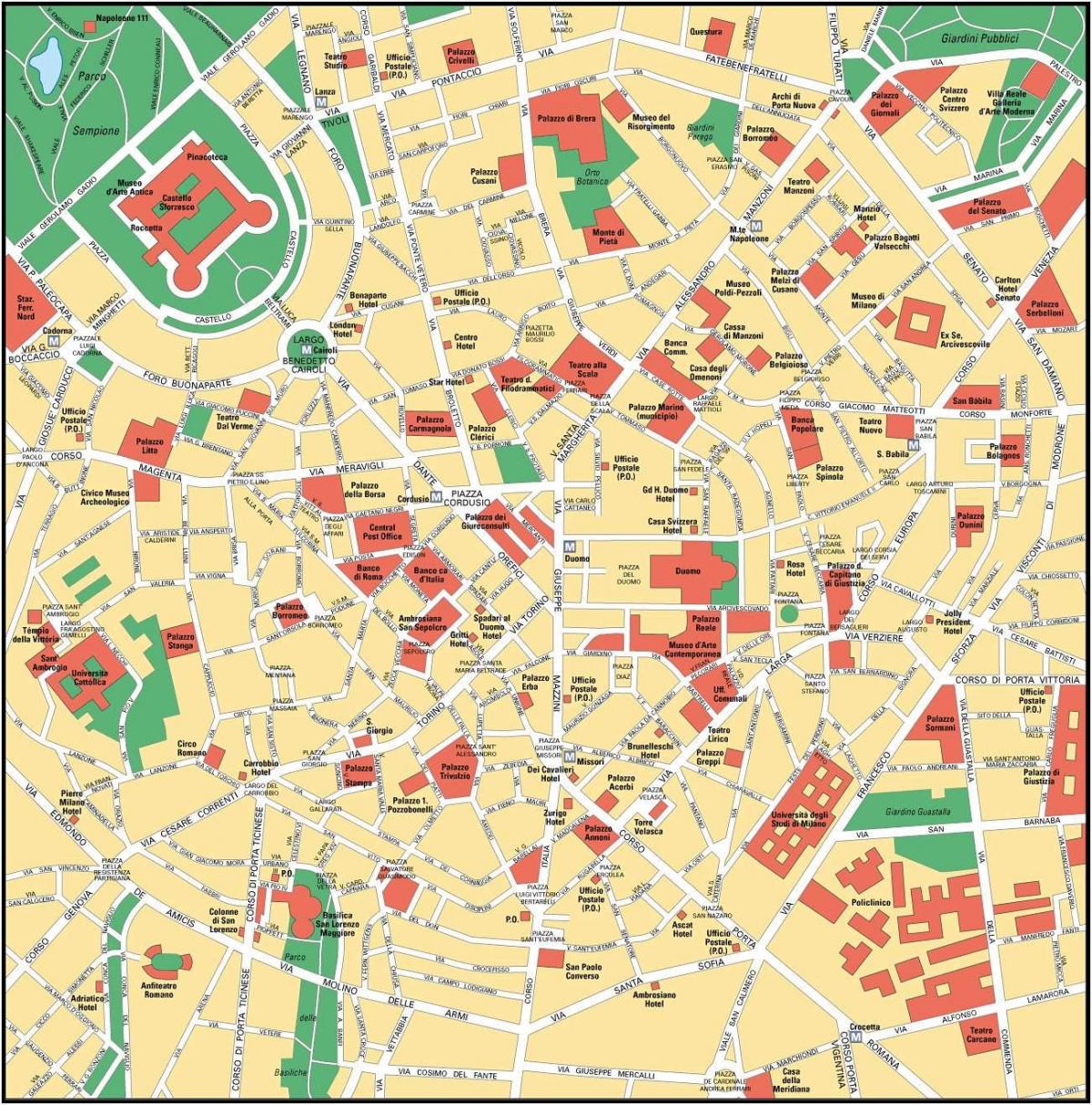 milan italy pusat kota peta
